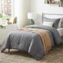 CozyLux Twin/Twin XL Comforter Set Dorm Bedding - 2 Pieces Heathered Grey Twin Extra Long Soft Luxury Comforter for College, Gray Breathable Lightweight Bed Sets with 1 Comforter and 1 Pillow Sham