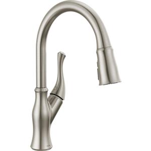 Delta Ophelia Brushed Nickel Kitchen Faucet with Pull Down Sprayer, Modern Single Hole Kitchen Sink Faucet, Single Handle, SpotShield Stainless 19888Z-SP-DST