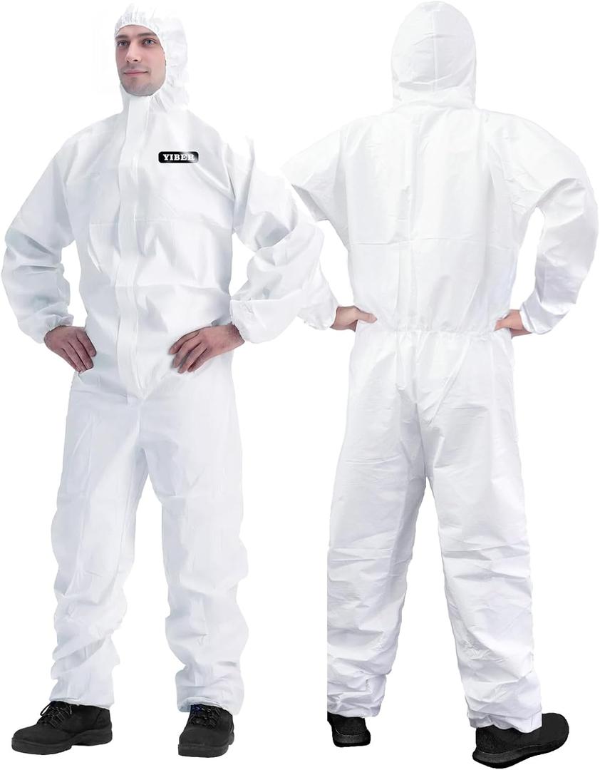 Hazmat Suit Disposable Coverall | Full Body Painters Suit in 7 Sizes with Multiple Specifications for Men & Women - X-Large, White, 1