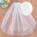 JoyChoi Bachelorette Party Accessories for Bride Bride Sash, Veil & Bow Hair Clip Cute Bridal Shower Decorations, Wedding Outfit Add-Ons & Engagement Favors Gifts (White)