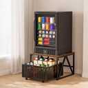 Urban Deco Mini Fridge Stand with Storage, Heavy Duty Fridge Cart with Drawer Basket, Mini Refrigerator Table for 220 LBS, Mobile Fridge Stand with Swivel Wheels for Dorm,Office,Home, Retro Brown, Brown-NW