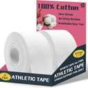 Athletic Tape 2 Pack White Sports Tape Athletic Strong-Breathable-Easy Tear-No Sticky Residue Wrist Ankle Tape for Lacrosse Boxing Gymnastics Climbing Soccer Hockey Bat Injuries Medical