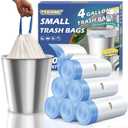 Small Trash Bags 4 Gallon with Drawstring, 1.1 Mil 15 Liter White Thick Unscented Small Plastic Garbage Bags for Bathroom, Wastebasket Liners for Toilet Home Office and Bedroom (4 Gal-120)