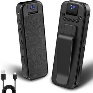 Mini Body Camera, Worn Camcorder, Sport Cam, 1080P Portable Cam with Night Vision, 180° Rotatable Lens, Sturdy Clip for Cycling Law Enforcement Working up to 128GB SD Card (Not Included)