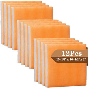Pangda 12 Pack Replacement Filter Pads Compatible with ERV EV130 / BR130-10-1/2 x 10-1/2 x 1, Cut-to-Fit Replacement Filter Pads, for Air Filters(Orange)