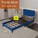 Twin Bed Frames with Adjustable Headboard,Diamond Velvet Upholstered Platform Bed,Single Bed with Strong Metal Slat Support,Mattress Foundation,No Box Spring Needed,Easy Assembly.Blue