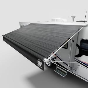 RV Awning Fabric Replacement  19.5oz Heavy-Duty Heat-Sealed Vinyl, UV-Resistant, Weatherproof, Sunproof, Fits Electric & Manual RV Awnings, Perfect for RVs, Campers & Trailers (8'(fabric7'2''), Black Fade)