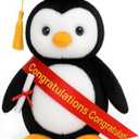 Plush Penguin Stuffed Animal with Graduation Doctoral Tam Velvet Gold Bullion Tassel Diploma for Man Women Girls Boys Graduation Congratulatory Party Gifts, 12 inches
