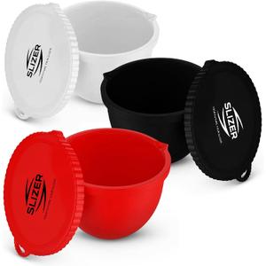SLIZER 5 Qt Tilt-Head Silicone Bowl Liners for Kitchenaid Stand Mixer,3-Pack with Storage Lids, BPA-Free Nonstick, Cold/Heat Resistant Silicone, Heavyweight Thick Design