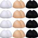 Geyoga 12 Pairs Women Triangle Bra Insert Removable Sports Bra Pads Inserts Women Replacement Pad (Medium, White, Nude Color, Black)