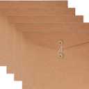 VANRA Kraft String Envelope File Folder Project Pockets File Jacket Document Organizer Flat-No Expansion A4 Letter Size (Kraft Brown, Pack of 5)