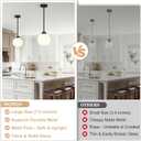 2 Pack 7.2-Inch Globe Pendant Lights, Mid Century Matte Black Pendant Light Fixtures, Globe Pendant Lights Kitchen Island with Milk Glass Shade Hanging Fixture for Dining Room Bulbs not Included