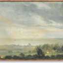 Vast Green Grassland Scenery Framed Canvas Wall Art, Classic Vintage Rural Landscape Oil Painting, Neutral Muted Farmhouse Nature Wall Decor for Living Room Bedroom Bathroom Home Interior 24”L x 16”W