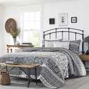Stone Cottage - Queen Quilt Set, Reversible Cotton Bedding with Matching Shams, Ideal Bedding Set (Abbey Grey, Queen)