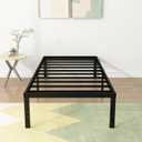 DiaOutro 18 Inch Narrow Twin Bed Frames Heavy Duty No Box Spring Needed Metal Platform with Maximum Storage, Easy Assembly, Noise Free, Black