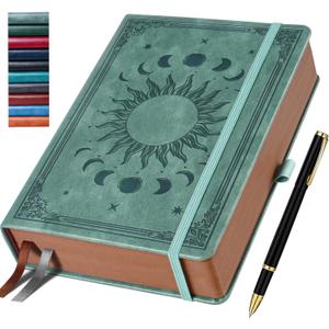 Journal for Men & Women, Daily for Classic Lined Writing, 360 Pages Hardcover Journaling Notebook with Pen, Vintage Sun & Moon Design, Premium Grey, A5 (5.9'' x 8.5'')