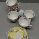 BTaT- Floral Tea Cups and Saucers Set of 8 (8 oz), Porcelain Tea Cup Sets, Assorted Colors with Gold Trim & Gift Box, Dishwasher Safe