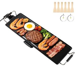 30-Inch Electric Griddle & Teppanyaki Grill, 1400W Large Non-Stick Surface, Intelligent Temperature Control, Easy to Clean. Indoor/Outdoor Use for Pancakes, BBQ, Camping & Gatherings