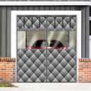 Magnetic Thermal Insulated Door Curtain with Detachable Visible Windows, Thicken Polyester Fiberfill & Durable Oxford Fabric, Hands Free Windproof Door Screen, Fit Doors Size Up to 9 x 7 FT, Grey (Dark Gray)