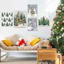 5 Pcs Winter Canvas Wall Art Snowman Winter Scene Pictures Rustic Let It Snow Prints Wall Decor Pine Tree Reindeer Snowy Prints for Living Room Bedroom Indoor Home Artwork Decorations