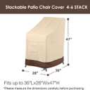 Vailge Stackable Patio Chair Cover,100% Waterproof Outdoor Chair Cover, Heavy Duty Lawn Patio Furniture Covers,Fits for 4-6 Stackable Dining Chairs,36"Lx28"Wx47"H,Beige&Brown