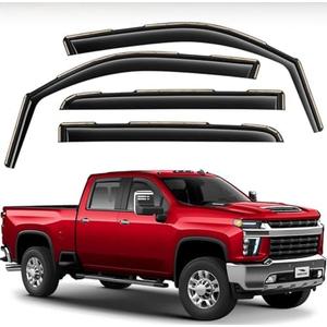 in-Channel Rain Guards Compatible with Chevy Silverado/GMC Sierra 2500HD 3500HD 2020-2026 Crew Cab, Window Deflectors, Vent Window Visors Rain Guard for Silverado/Sierra 2500HD/3500HD (4Pcs/Set)