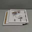 KINLINK 8x8 Picture Frame White Set of 4, Wooden Square Photo Frames Matted 4x4 with Plexiglass for 4x4 with Mat or 8x8 without Mat for Table and Wall Display