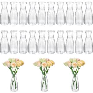 20 Pcs Plastic Bud Vases Bulk Small Plastic Vases, Clear Container for Flowers Height Shatterproof Bud Vase, Mini Vintage Floral Vase for Home Decor, Living Room, Office Decoration, Housewarming Party