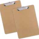 Wood Clipboards Set of 2, Letter Size Hardboard Clip Board 8.5x11 for Classroom, Students, Kid, A4 Standard Size 9" x 12.5" with Low Profile Clip, Office & School Supply