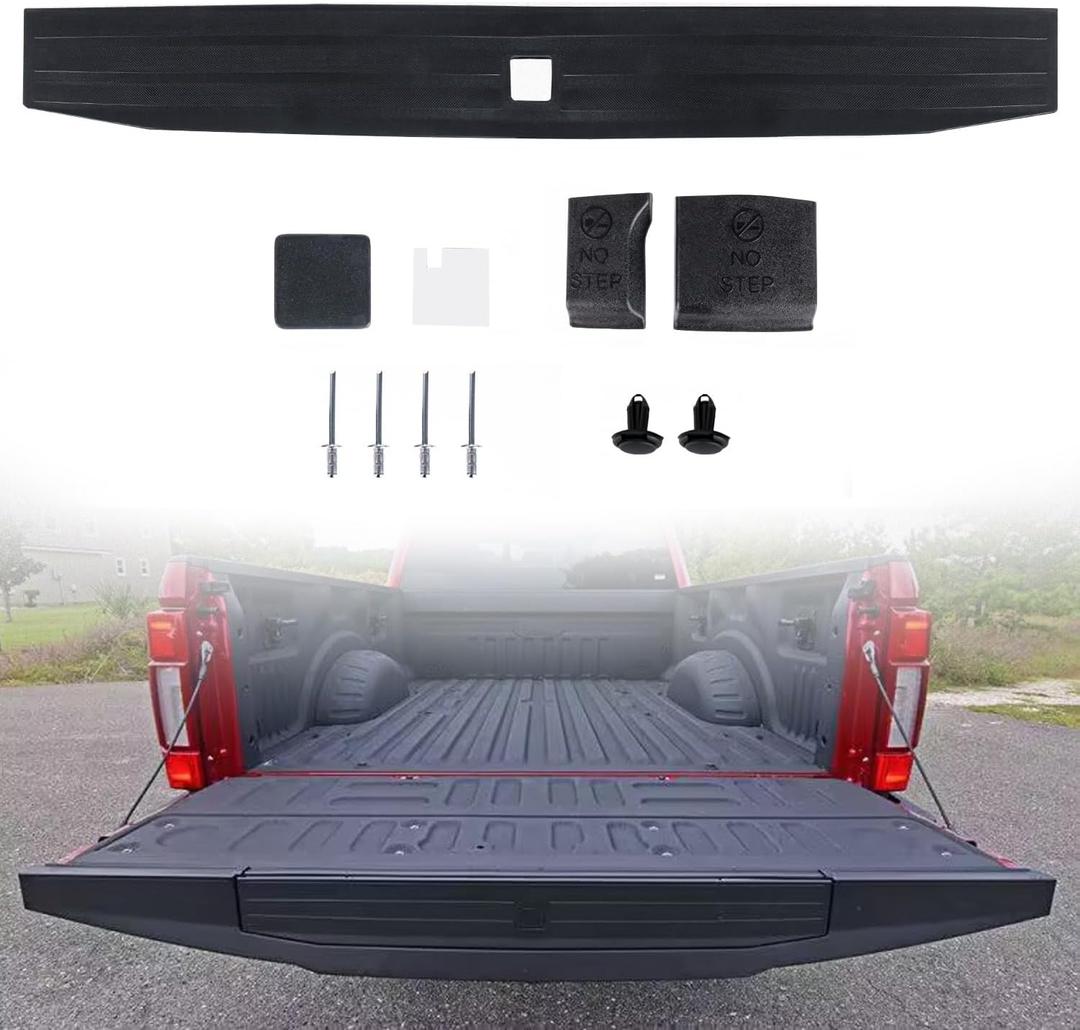 Tailgate Molding Trim Compatible with 2017 2018 2019 2020 2021 2022 Ford F250 F-250 F350 F-350 F450 F-450 Super Duty Flexible Flex Step Cap Top Protector Cover Replaces HC3Z9940602A, FO1904134