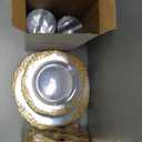 Nervure 350PCS Clear Gold Plastic Plates - Gold Plastic Dinnerware Sets for 50 Guests - 100 Disposable Plates, 150 Silverware, 50 Cups, 50 Napkins for Wedding & Party & Thanksgiving, Clear and Gold, 50