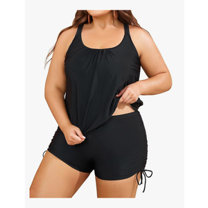 Aqua Eve Plus Size Tankini with Shorts Two Piece Swimsuits for Women Blouson Tummy Control Bathing Suits 20W