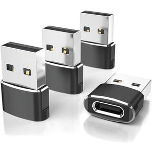 Elebase USB to USB C Adapter for iPhone 17 4Pack,USBC Female to A Male Car Charger Adapter,Type C Converter Apple 17e 16 Pro Max 15 14 Plus,iWatch Watch 11 10 Ultra 3,iPad Air,Samsung Galaxy S26,Black