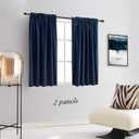 DONREN Navy Blue Blackout Curtain Panels for Small Window - Thermal Insulated Room Darkening Rod Pocket Curtains for Bedroom (42 by 45 Inch,2 Panels)