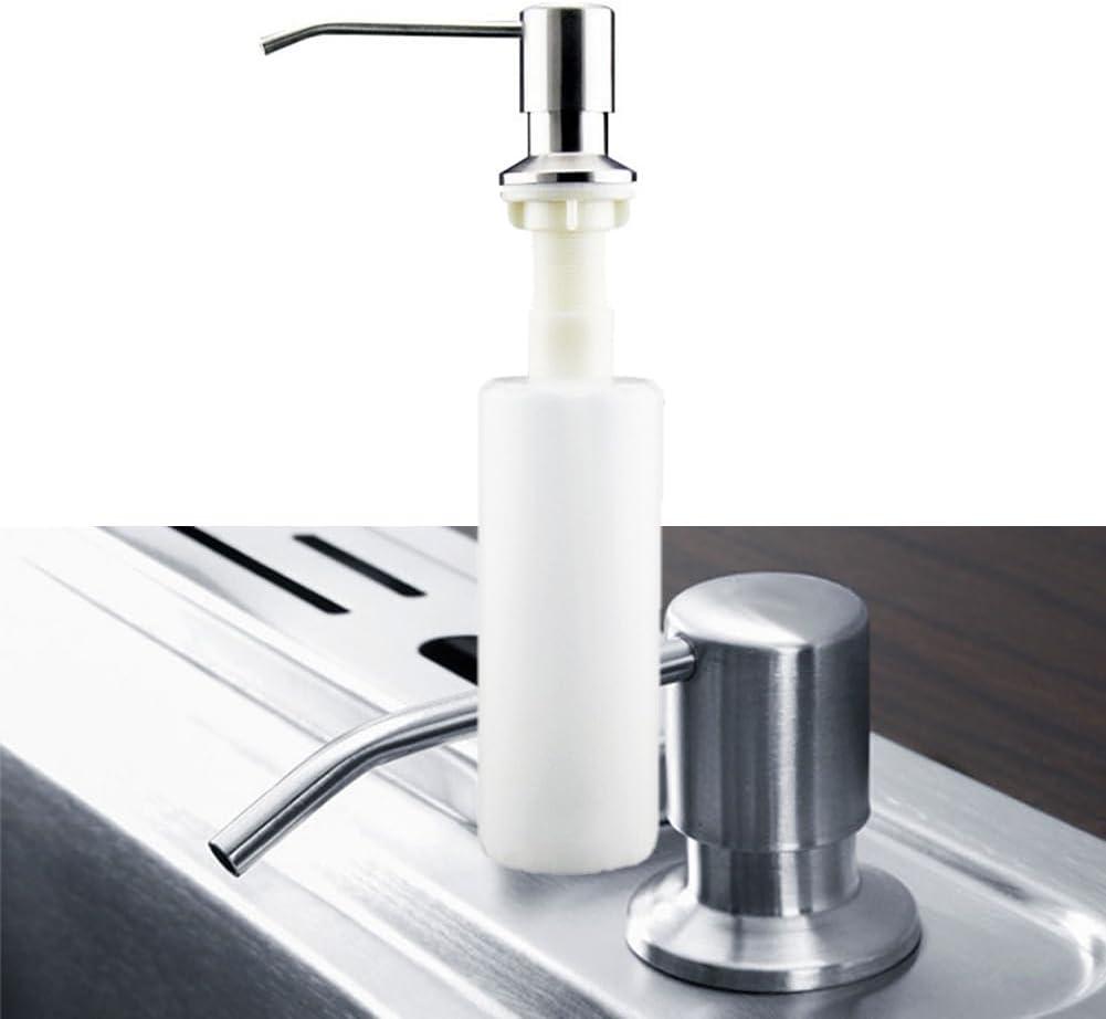 Kitchen Soap Dispenser, Built in Counter Soap Dispenser Refill Countertop Pump Lotion Dispensers for Kitchen Sink(Color:Sliver,350ml)