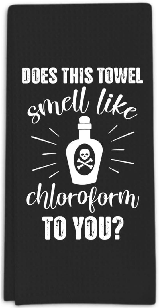 Funny Gothic Kitchen Towels, Spooky Skull Decorative Towels for Bar Kitchen Bathroom (Black)