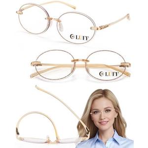 LUFF Reading Glasses for Women Men,3Pack Stylish Reader Glasses Blue Light Rimless Computer Reader Lightweight Anti Eyestrain