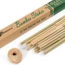 Cambaverd Bamboo Stakes 4 Feet Thicker Garden Stakes with Garden Twine, Diameter of 0.55in Natural Plant Stakes Bamboo Poles for Climbing Plants Support Tomato Cage - 20 Pack Bamboo Sticks for Plants