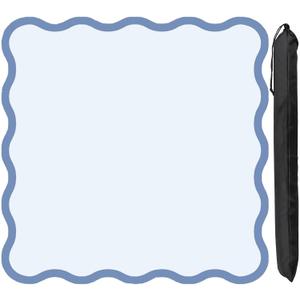 Scalloped Mahjong Mat - Non-Slip Noise Reduction Gaming Mat 31.5 x 31.5 Inch for Mahjong,Waterproof Surface, Neoprene Mahjon for American Mahjong Game (Blue)