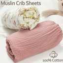 Muslin Crib Sheets,2 Pack Mini Crib Sheets for Girl Boy,52inx 28in Crib Mattress Sheet,Soft and Breathable.