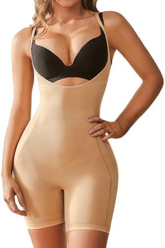 Takusun Women Open Bust Bodysuit Tummy Control Shapewear Compression Slimming Body Shaper Open Bra Butt Lifter Thigh Slimmer Small