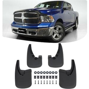 WildWell Mud Flaps Guards For 2009-2018 Dodge Ram 1500/ 2019-2024 Ram 1500(Classic Body Only), 2010-2018 Ram 2500/3500 w/Single Rear Wheels, Splash Guards Set 4PCS (Without Fender Flares)