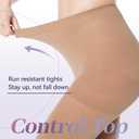 MANZI Run Resistant Control Top Panty Hose Opaque Tights (L)