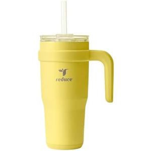Reduce 24 oz Stainless Steel Tumbler with Handle - Dual-Wall Vacuum Insulated Travel Mug, Sweat-Proof Lid & Reusable Straw - Keeps Drinks Cold for 24 Hrs, Fits Cupholders, Dishwasher Safe -Pina Colada
