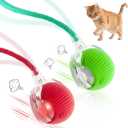 2pcs Interactive Cat Toys Ball for Indoor Cats Fast Rolling on Carpet, Chirping & Motion Activate Cat Toys Kitten Toys for Bored Indoor Cats,Motion Activated (Red+Green)