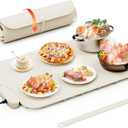 Food Warming Mat, Electric Warming Tray with Timer and 6-Level Adjustable, Fast Full-Surface Heating Mat for Food, Roll-Up & Portable Silicone Food Warmer for Buffet Party Parties