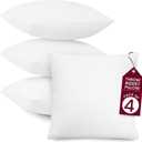 Hannah Linen Throw Pillow Insert 12x12 Set of 4 - Decorative Soft Stuffer Cushions for Couch Sofa and Bed
