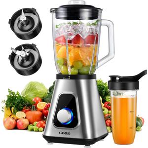 GDOR 1200W Blender for Smoothies and Shakes, 52 Oz Countertop Blender & 22 Oz Personal Blender Combo, 6-leaf Blade, 3 Adjustable Speed for Juices, Frozen Fruit Drinks, Sauces, Self-Cleaning
