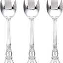 Joyido 75PCS Silver Plastic Spoons - Silver Spoons Disposable - 8.1 Inch Heavy Duty Plastic Silverware - Heavyweight Elegant Disposable Utensils for Catering, Parties, Dinners, Weddings