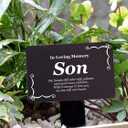 SON Memorial Remembrance Plaque Stake - Waterproof, Outdoor, Grave Marker, Tribute, Plant Marker (Black and White), 5.9" x 9.8"